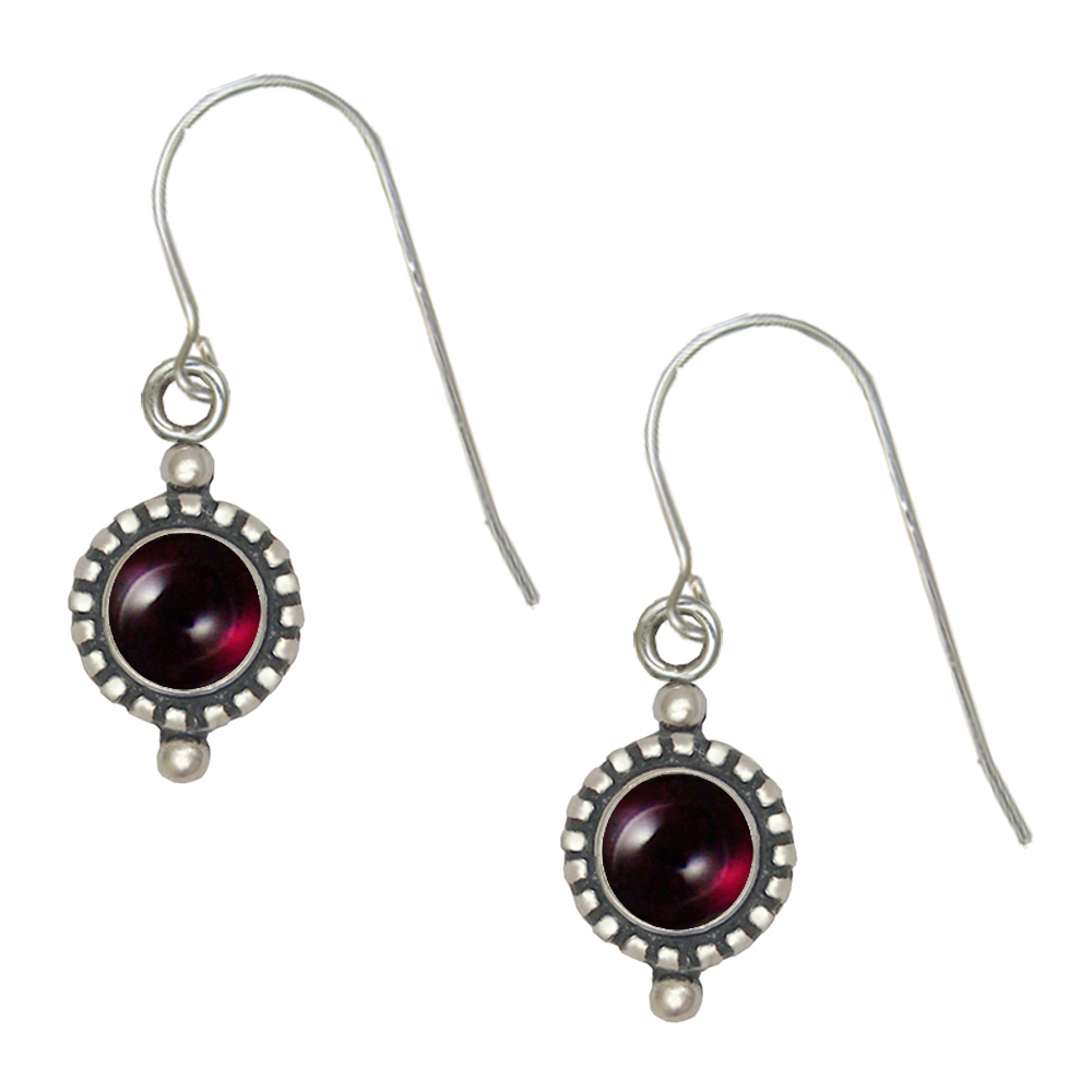 Sterling Silver Little Garnet Gemstone Drop Dangle Earrings